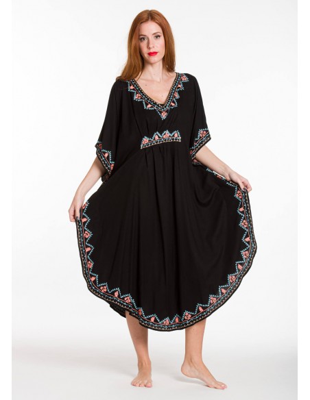 KAFTAN VISCOSE OVAL WITH EMBROIDERY