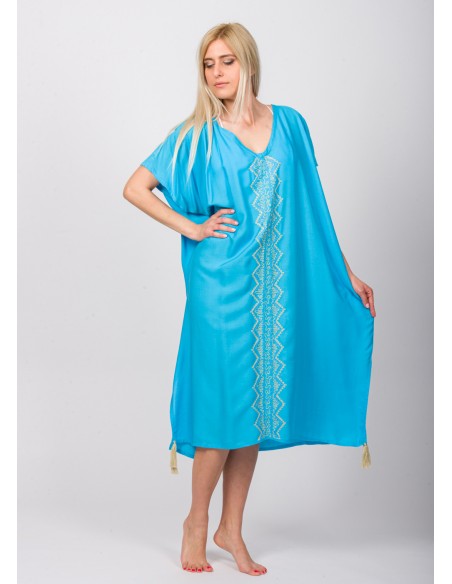 KAFTAN VISCOSE WITH EMBROIDERY AND TASSELS